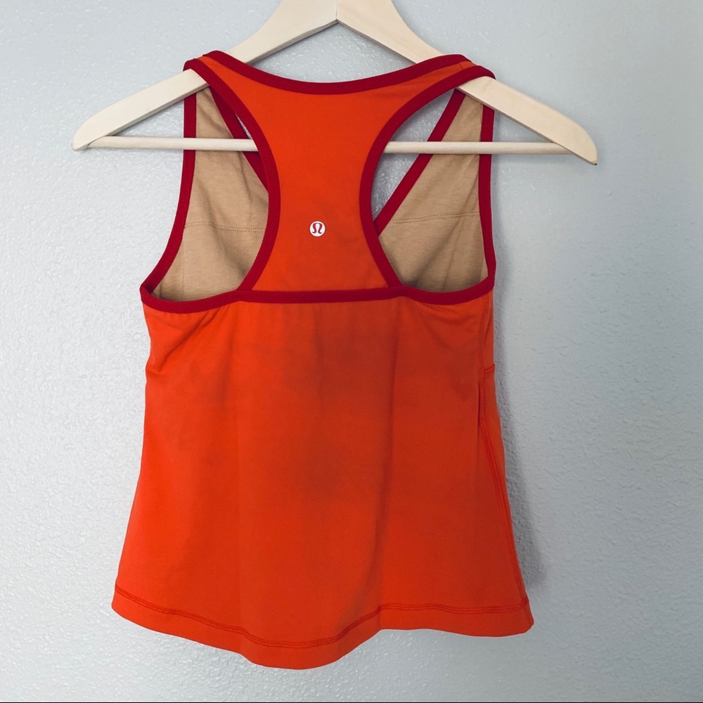 Lululemon Orange V Neck Tank Top Sz 10 EUC
